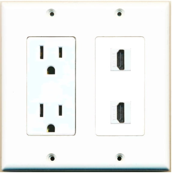 Ultra Spec Cables 2 Gang 15 Amp Power Outlet 2 HDMI Wall Plate