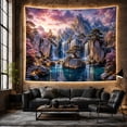 thumbnail image 6 of Bonsai Tree on Rocky Island in Teal Water with Waterfalls and Stone Steps, Dreamy Fantasy for Nature Lovers, Serene Wall Art, Housewarming Gift Tapestry Wall Hanging for Bedroom and Living Room, 6 of 7