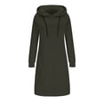 thumbnail image 4 of pstuiky Dresses for Women, Women's Solid Color Hooded Dress Hoodie Long Hooded Dress Sweatshirt Dress with Pockets Clearance Sale, 4 of 7