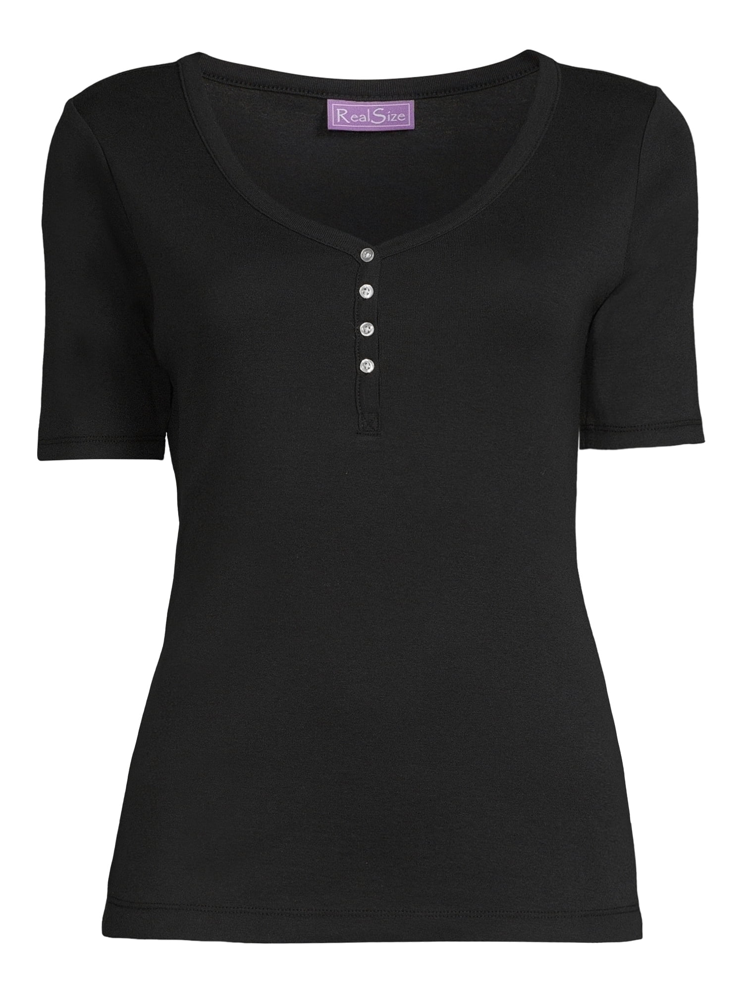 RealSize Women's Ribbed Henley Shirt, Sizes XS-3XL