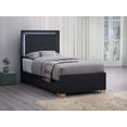 thumbnail image 2 of Marceline Wood Twin LED Panel Bed Black, 2 of 7