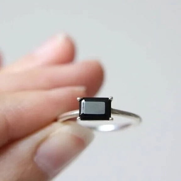14k White Gold Plated Women Engagement Ring 1Ct Emerald Cut Lab-Created Diamond