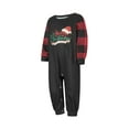 thumbnail image 4 of Elippeo Christmas Family Pajamas Matching Set Letter Santa Hat Print Long Sleeve Tops and Plaid Pants Sleepwear, 4 of 10