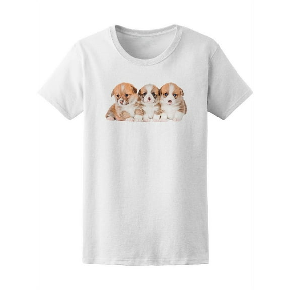 Three Pembroke Welsh Corgi Puppy T-Shirt Women -Image by Shutterstock, Female XX-Large