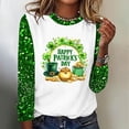 thumbnail image 2 of Staron Soldes Chemises pour Femmes St Patricks Day Col Rond Tunique Trèfle Irlandais Boho Fluide Basique Graphique Manches Longues Blouses Coupe Ample Manches Trois-Quarts, 2 of 4