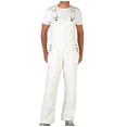 thumbnail image 3 of QATAINLAV Men's Denim Bib Overalls Solid Color Casual Wide Leg Jean Onesie Pants Adjustable Straps Workwear with Pockets, White, S, 3 of 7