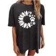 thumbnail image 1 of Lenago Hauts d'Été Grande Taille pour Femmes Mode Imprimée Col Rond Manches Courtes T-shirt Blouse Ample Tenues du 4 Juillet pour Femmes, 1 of 3