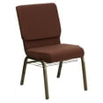 thumbnail image 2 of Emma + Oliver 18.5"W Church Chair, Brown Fabric Cup Book Rack/Gold Vein Frame, 2 of 7