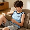 thumbnail image 4 of WPPGONE Kids Boys Active Tank Tops Contrast Ringer Trim Sleeveless Workout Shirts Chest Patch Detail Breathable Summer Gym Tees Casual Sports Basketball Running Clothes Outfits, 4 of 8