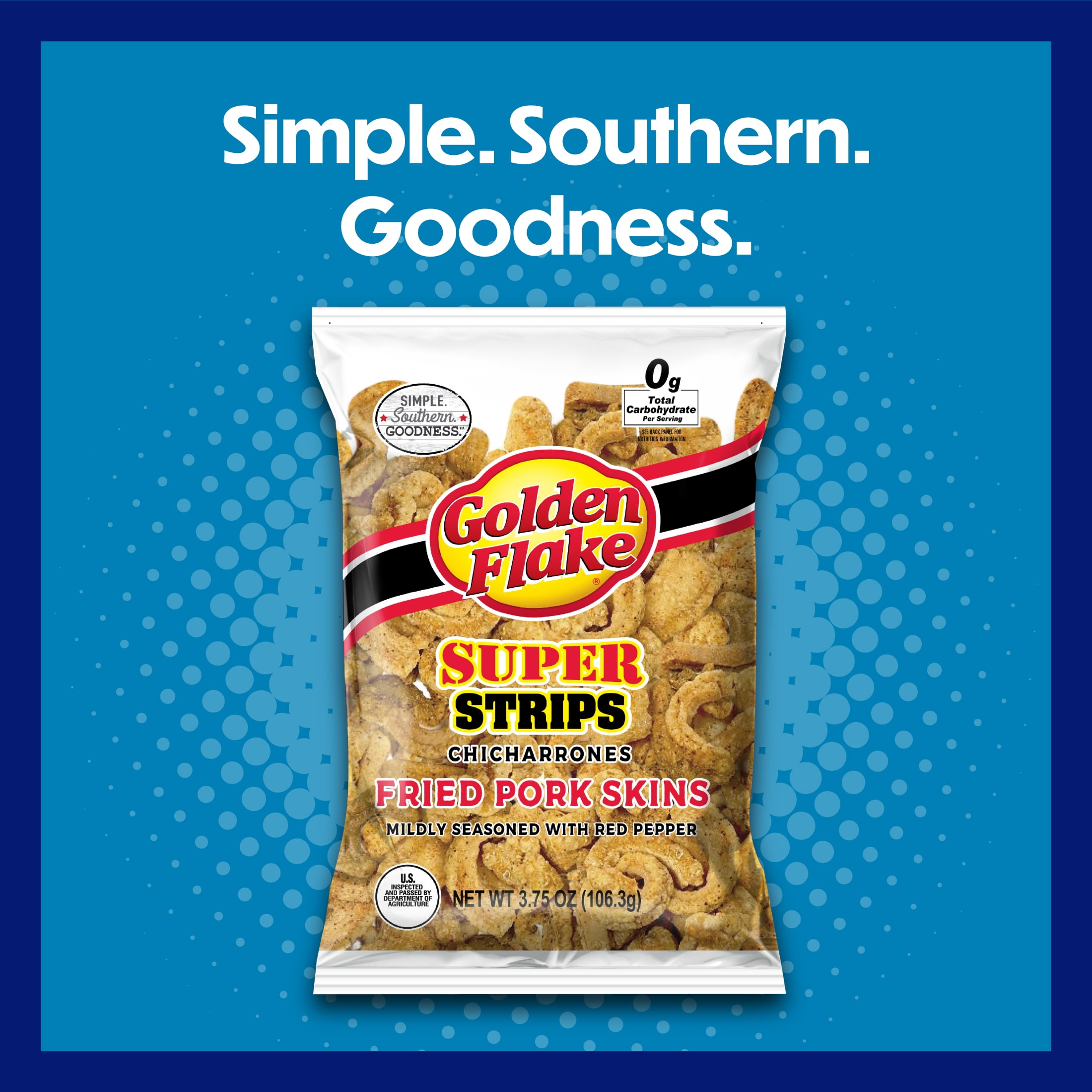 Golden Flake Super Strips Red Pepper Fried Pork Skins, 3.75 oz Bag