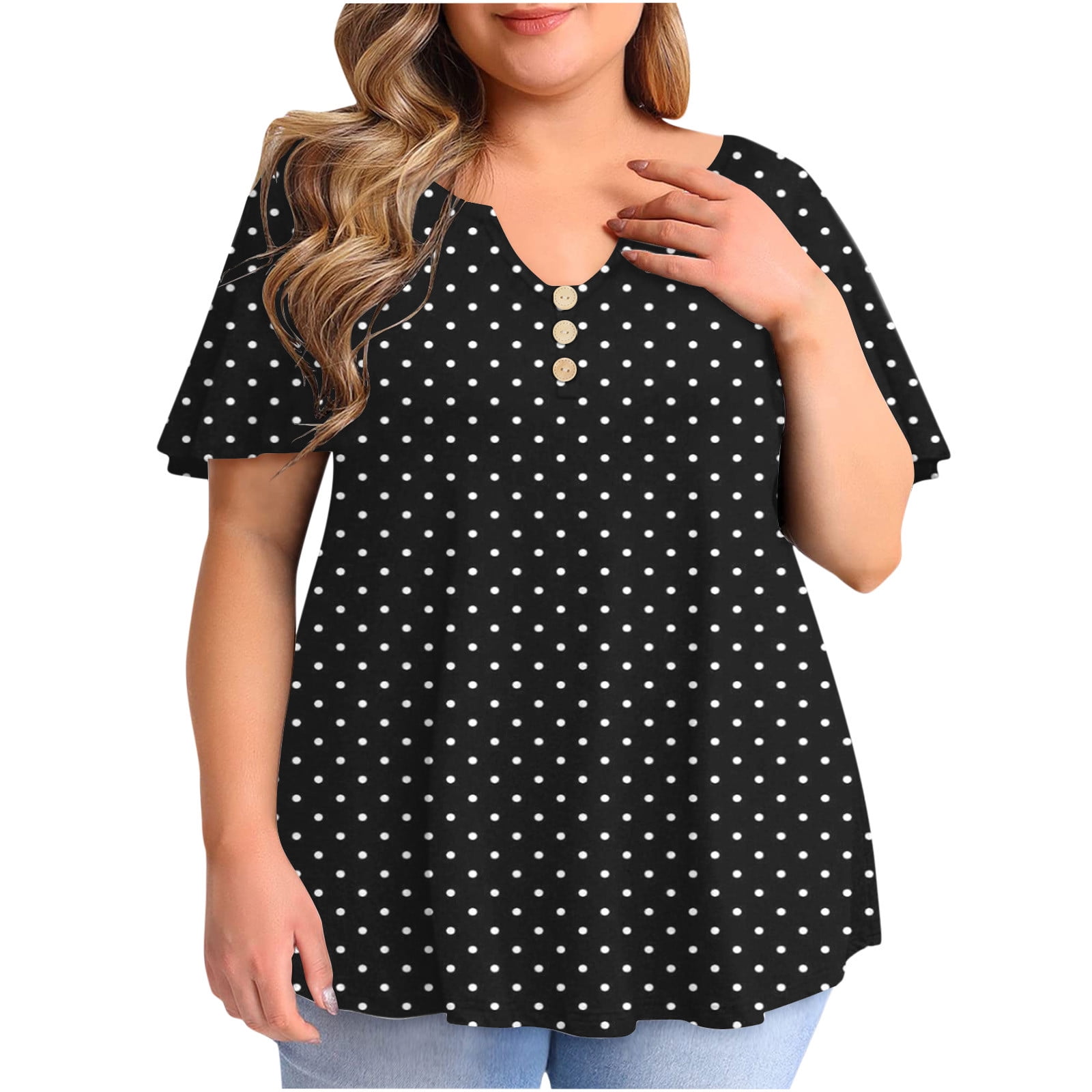 Summer Savings! Zpanxa Womens T Shirts Plus Size Solid Casual