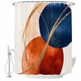 thumbnail image 2 of Navy Blue Burnt Orange Waterproof Fabric Shower Curtain,Geometric Modern Boho Art Waterproof Fabric Shower Curtain for Bathroom Curtains Bathtubs Hotel Shower Curtains with 12 Hooks Standard 72x72, 2 of 8