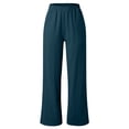 thumbnail image 3 of SNKSDGM Women's Plus Linen Pants Women Summer Boho Linen Pants Women Plus Size Petite Women Casual High Waist Pants Drawstring Capri Pants with Pockets Wide Leg Cropped Pants, 3 of 6