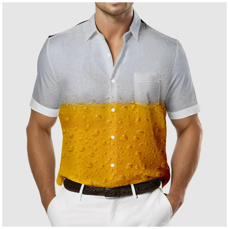 VSSSJ Button Down Shirts for Men Slim Fit Fashion Print Short