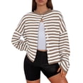 thumbnail image 3 of CAIXIA Womens Striped Cardigan Casual Long Sleeve Open Front Button Down Loose Knit Lightweight Fall Sweaters, 3 of 5