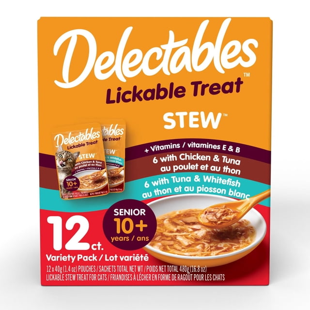 Delectables Ragoût Friandises pour Chats Âgés Assortiment de 12