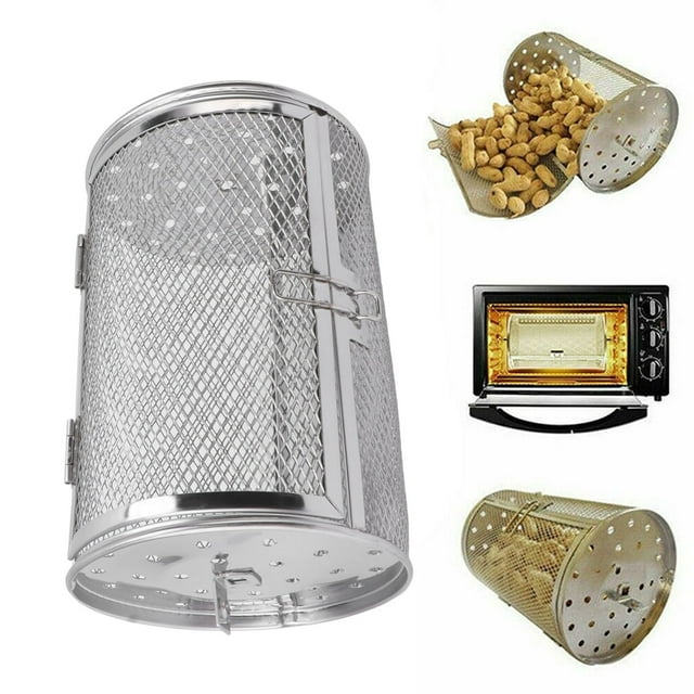 Cesta Rodante Para Asar, Malla Giratoria De Acero Inoxidable Para Barbacoa De 360 grados Para Verduras, Puerta Móvil, Ideal Para Nueces Secas De Maní