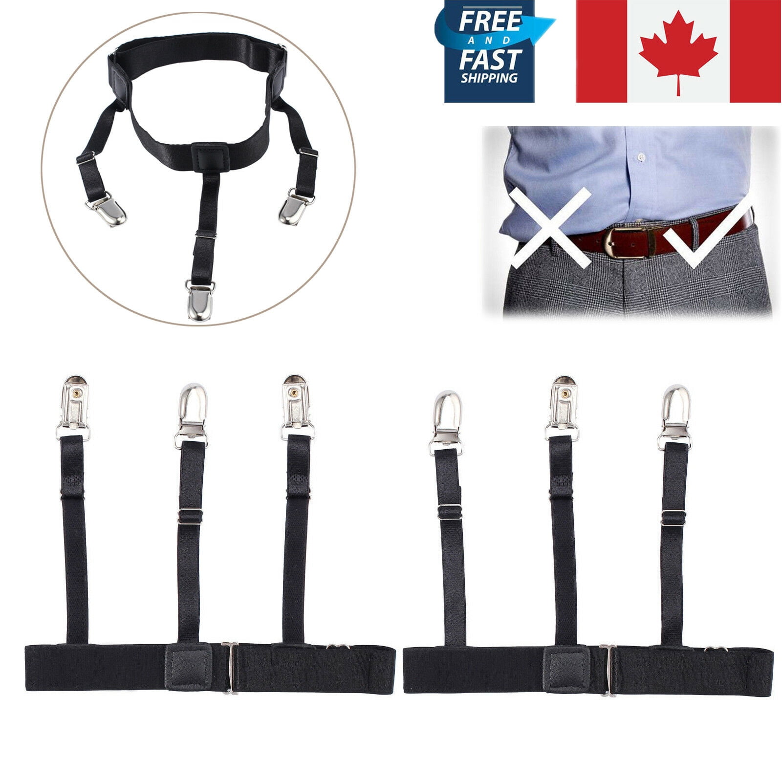 2PCS Men Military Shirt Stays HolderUniform Nonslip Locking Elastic