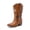BROWN, variant on Girls Mid-Calf Cowboy Boots Square Toe Western Boots with Low Heel for Little & Big Kids