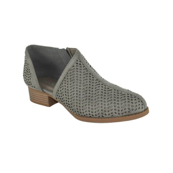 Decade Suede Gray Small Short Heel City Classified Women Side Zipper Ankle Boots Booties Cutout