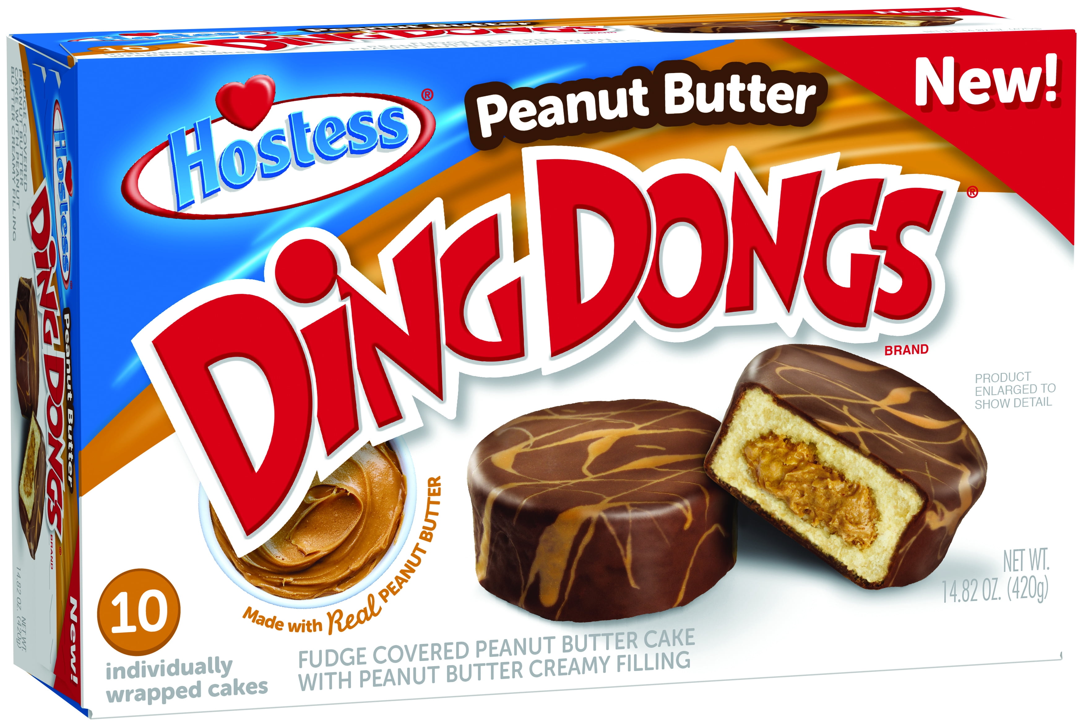 Hostess Peanut Butter Ding Dong Multi Pack 14 Ounces 10 Count Walmart Com Walmart Com