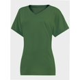 thumbnail image 5 of Women's V Neck T Shirts Casual Rolled Short Sleeve Side Split Summer Tops Loose Fit, 5 of 5