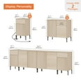 thumbnail image 3 of Wampat Reeded Accent Cabinet – 94.5" Credenza with Doors, Adjustable Shelves & Charging Station, Beige, 3 of 11