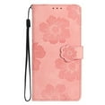 thumbnail image 2 of Leather For Apple iPhone 15 Pro Case Flower Embossed 3-card  Flip Wallet Leather Case with Card Holder Magnetic Closure ,Detachable Wrist Strap,Shockproof Phone Cases Cover,Pink,For iPhone 15 Pro, 2 of 10