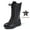 Black(Textile Lining), variant on DADAWEN Boys Girls Knee-High Boots Leather Lace-Up Winter Boots Side Zipper Mid Calf Combat Riding Boots Black 12.5 Little Kid