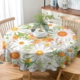 thumbnail image 3 of Odenmar Daisy Floral Round Tablecloth 60 Inch, Farmhouse Waterproof Table Cover, Rustic Flower Design for Dining Table, Kitchen, Party Indoor Outdoor, 3 of 6
