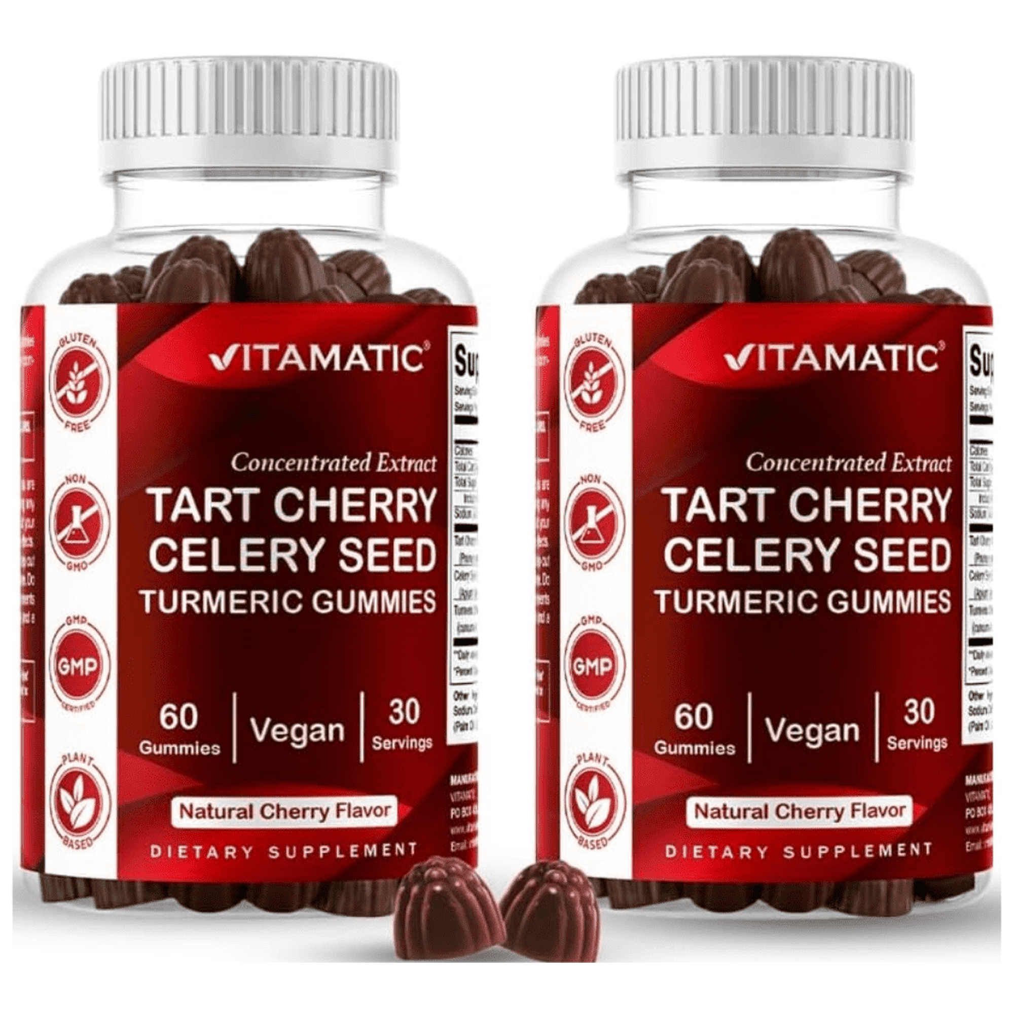 2 Pack Vitamatic Tart Cherry with Celery Seed Gummies - 4000 mg Serving - Powerful Uric Acid Cleanse for Joint Comfort, Healthy Sleep Cycles & Muscle Recovery