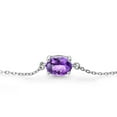 thumbnail image 2 of Gem Stone King 925 Sterling Silver Purple Amethyst Solitaire Bracelet for Women (1.20 Cttw, Oval Checkerboard 8X6MM, Gemstone February Birthstone, Fully Adjustable up to 9 inch), 2 of 3