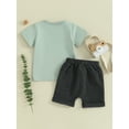 thumbnail image 4 of vera natura Toddler Boy Summer Clothes Letter Print Short Sleeve T-Shirt with Solid Color Shorts 2Pcs Outfit, 4 of 9