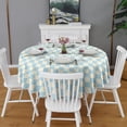 thumbnail image 2 of Light Blue and Cream Checkered Pattern Round Tablecloth 60"x60",Wrinkle Wipeable Table Cloth for Kitchen Dining Room Picnic Patio Party, 2 of 6