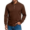 thumbnail image 2 of QHRMKOG Golf Polos for Men Sport Quick Dry Long Sleeve Collared Polo Shirts Trendy Relaxed Fit Button Golf Shirts Lightweight Shirts Brown S, 2 of 8
