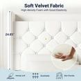 thumbnail image 6 of Allewie Queen Size Bed Frame, Storage Headboard with Charging Station, Wingback Velvet Upholstered, Diamond Stitched Button Tufted, Sturdy Wooden Slats, No Box Spring Needed, Easy Assembly, White, 6 of 10