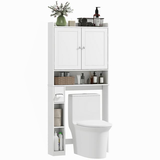 HOMCOM Over the Toilet Storage Cabinet, Above Toilet Storage Cabinet, White