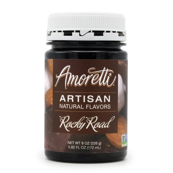 Amoretti - Natural Rocky Road Artisan Flavor Paste 8 oz - Perfect For Pastry, Savory, Brewing, and more, Preservative Free, Gluten Free, Kosher Pareve, No Artificial Sweeteners, Highly Concentrated