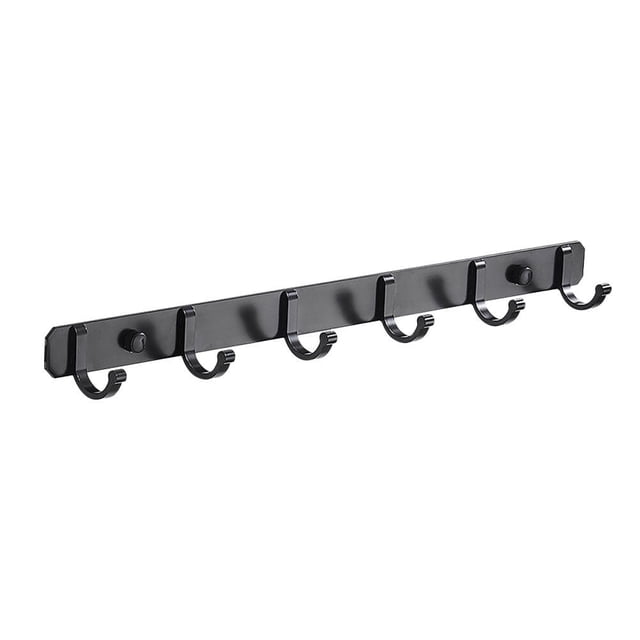 1Pc Hook Wall Rack Bathroom Hook Towels Hook Hanger Home Room Row Hook (Black)