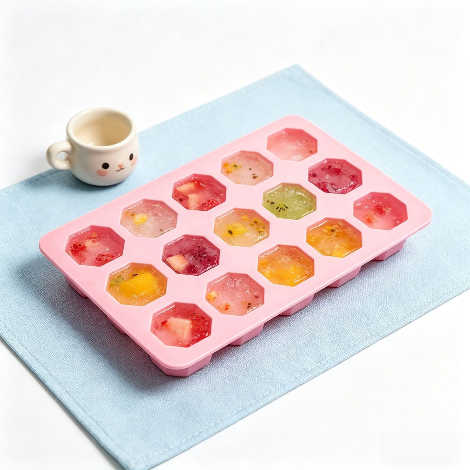 UJMNHYGT Ice Cube Trays Easy Release, Flexible Silicone Ice Cube Molds with Removable Lid, Reusable Freezer Ice Trays Stackable for BPA Free