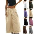 thumbnail image 5 of Dvprdro Trendy Low Cut Wide Leg Pants for Women Solid Color Casual Cargo Trousers with Ruched Pockets Classic Elastic Waist Drawstring Lounge Pants Womens Loose Fit Track Pants, 5 of 5
