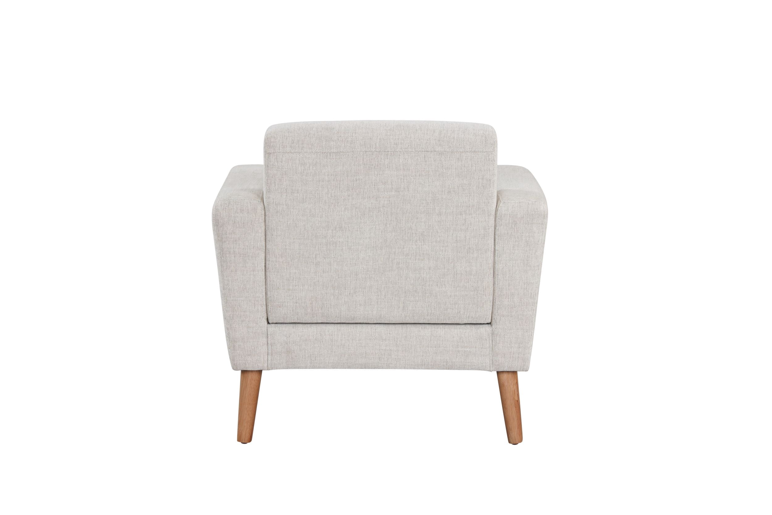 Mainstays Square Arm Accent Chair With Rubber Wood Legs, Beige Linen Fabric