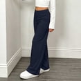 thumbnail image 5 of Hduncf Children's Fold Over Yoga Pants Low Rise Wide Leg Cute Flare Sweatpants Lounge Wear School Clothes Teen Girls Blue 12-13Years, 5 of 9