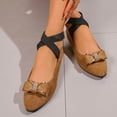 thumbnail image 5 of HomeDM Womens Low Block Mary Jane Shoes Closed Pointy Toe Elastic Ankle Strap Dressy Comfortable Dress Shoes, Brown Size 7.5, 5 of 9