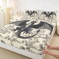 thumbnail image 3 of Homewish Magic Dragon Kids Twin Sheet Sets, Retro Damask Flower Print Twin Fitted Sheet, Cartoon Hippie Animal Flat Sheet, Ultra Soft Bedroom Decor, 3 Pieces, 3 of 7