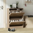 thumbnail image 3 of OXYLIFE Flip Up Shoe Cabinet Storage Cupboard Organizer Unit with 2 Drawers, Vertical, 29.5 in, 3 of 7