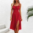 thumbnail image 6 of Bxsruta Womens Sundress Polka Dot Midi Dress Slit Summer Casual Dresses, 6 of 8