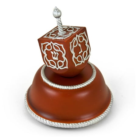 Memory Box Happy Christmas Die Festive Musical Dreidel With Silver Accents on Wooden Base - Dies Bildnis (aria from Magic Flute) - SWISS ()