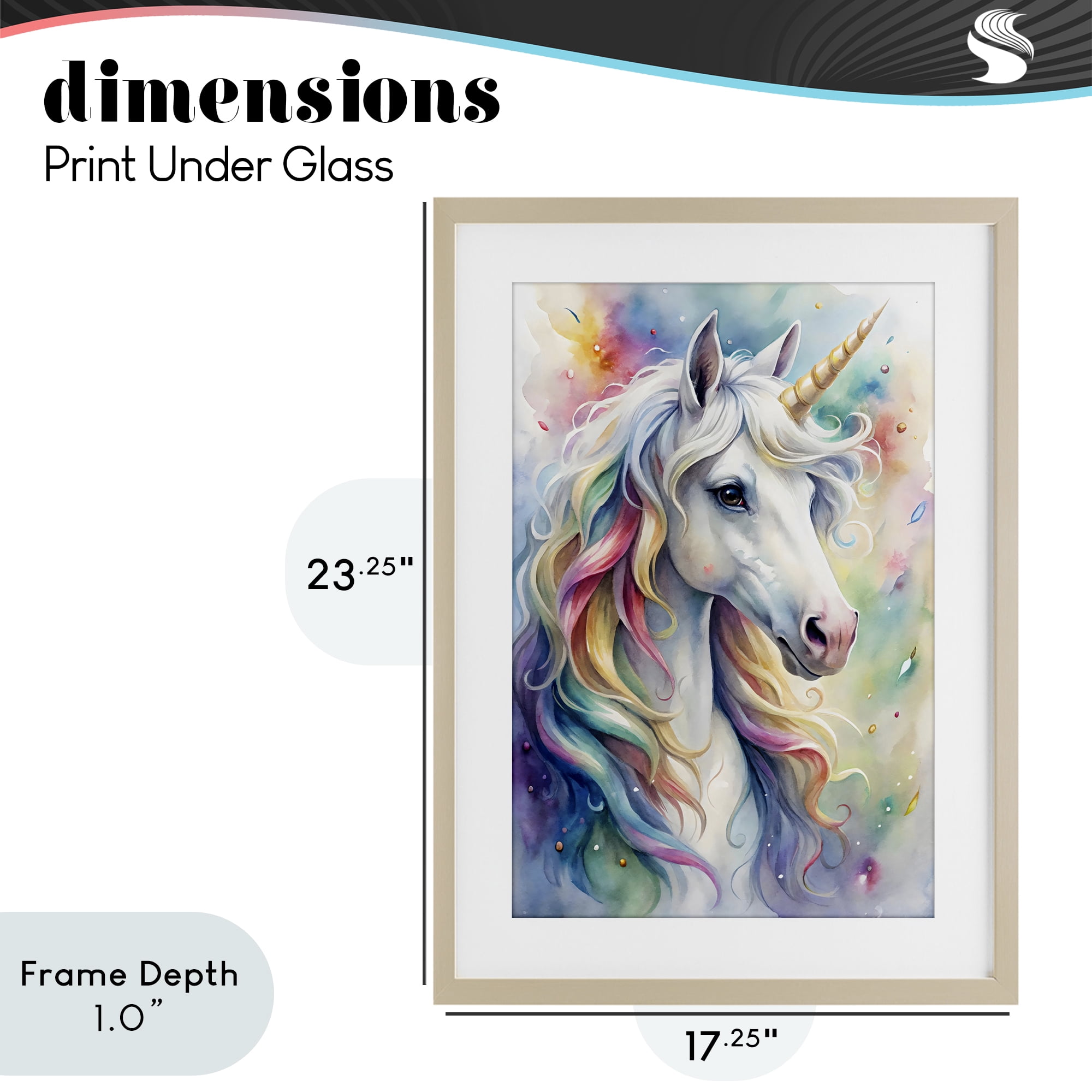 Stupell Industries Pastel Colorful Unicorn Birch Framed Print Under Glass, design by Creative Studio