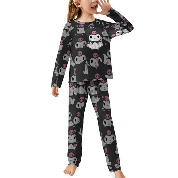 Kuromi And My Melody Long Sleeve Top And Pants 2 Piece Pajama Set